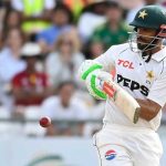 Pakistan captain Shan Masood plays a shot during second Test against South Africa in Newlands, Cape Town, January 6, 2025. — Facebook/@PakistanCricketBoard