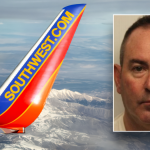 Split image of SOuthwest wing, drunk pilot