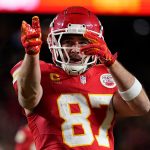 Travis Kelce points forward