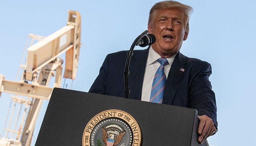 US President-elect Donald Trump delivers a speech during a tour of the Double Eagle Energy Oil Rig in Midland, Texas, July 29, 2020. — Reuters