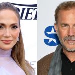 Jennifer Lopez and Kevin Costner, respectively, pose on the red carpet