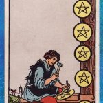 Image may contain Text Label Human Person Advertisement and Poster eight of pentacles