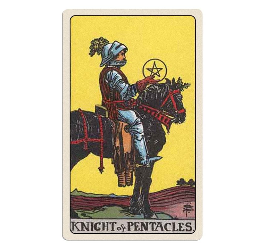 You tarot card for Wednesday, January 22, 2025 is the Knight of Pentacles.