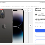 An iPhone 15 Pro Max on sale for $5,000 on eBay with TikTok already installed