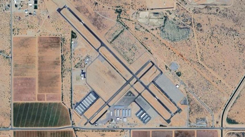 Marana Regional Airport in Marana, Arizona, northwest of Tucson, is seen from above.