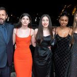 Adam Sandler his daughters Sunny Sandler and Sadie Sandler a family friend and his wife Jackie Sandler at the premiere...