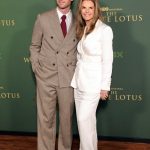 Patrick Schwarzenegger and Maria Shriver attend the Los Angeles Premiere of HBO Original Series "The White Lotus" Season 3 at Paramount Theatre on February 10, 2025 in Los Angeles, California