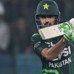 Babar Azam plays a shot during the tri-nation series third ODI match between Pakistan and South Africa at the National Stadium in Karachi on February 12, 2025. — AFP