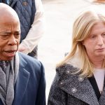 New York Mayor Eric Adams speaks as Jessica Tish, NYPD Commissioner looks on