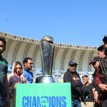 People with their mobile phones take photos of the ICC Champions trophy, during a ceremony at the Arbab Niaz Cricket Stadium in Peshawar, February 6, 2025. — Reuters