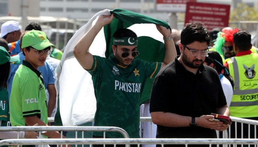 Fans gather at the Dubai International Stadium in Dubai, UAE ahead of the ICC Men's Champions Trophy 2025 match between Pakistan and India on February 23, 2025. — Reuters