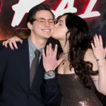 Tanner Buchanan and Mary Mouser show off their matching rings on red carpet