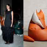 :eft: Bruna Marquezine at Bottega Veneta's Spring 2025 RTW show; Right: Bottega Veneta "fox" beanbag chair first seen that the house's Spring 2025 RTW show