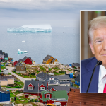 Split image of Greenland, Trump