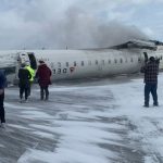 A Delta Airlines plane is seen flipped at the Pearson International Airport, Toronto, Canada on February 18, 2025. — X@Huberton