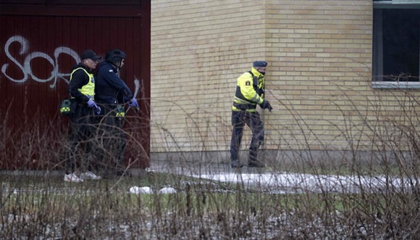 Police officers are seen at the Risbergska School in Orebro, Sweden, on February 4, 2025, following reports of a serious violent crime. — AFP