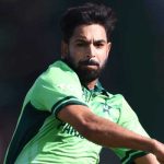 Pakistan pacer Haris Rauf celebrates after dismissing Daryl Mitchell during Champions Trophy opener against New Zealand at the National Bank Stadium in Karachi on February 19, 2025. — ICC