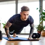 man doing pushups, concept of five-move workout to build total-body strength at home