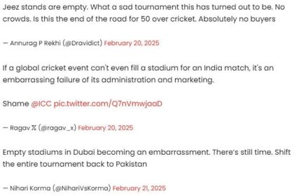 Indian fans demand Champions Trophy relocation to Pakistan after empty Dubai stadium | The Express Tribune