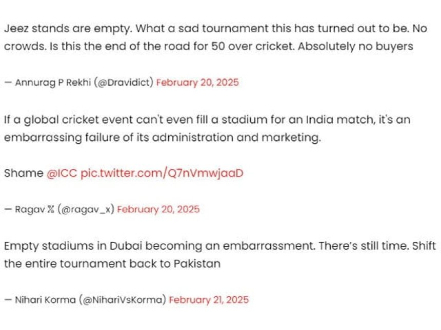 Indian fans demand Champions Trophy relocation to Pakistan after empty Dubai stadium | The Express Tribune