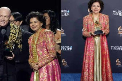 Indra Nooyi's sister Chandrika Tandon honours Indian roots in elegant salwar kurta at the 2025 Grammys