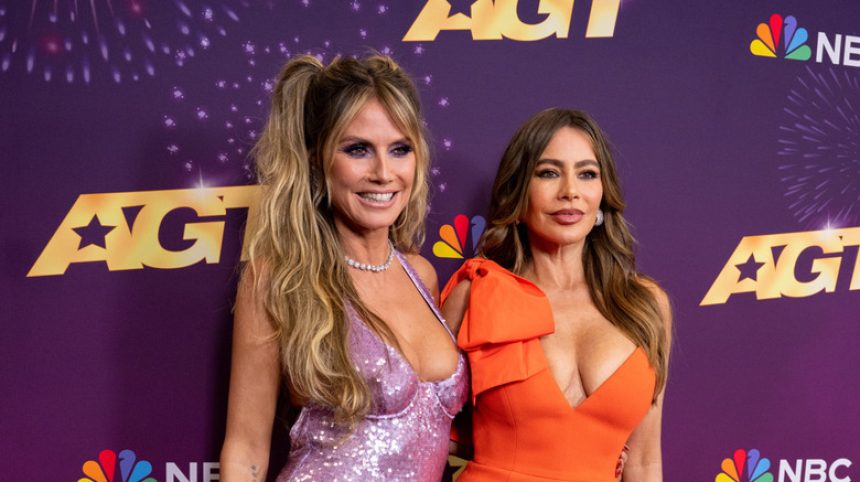 Heidi Klum and Sofia Vergara on the America's Got Talent finale red carpet in 2024