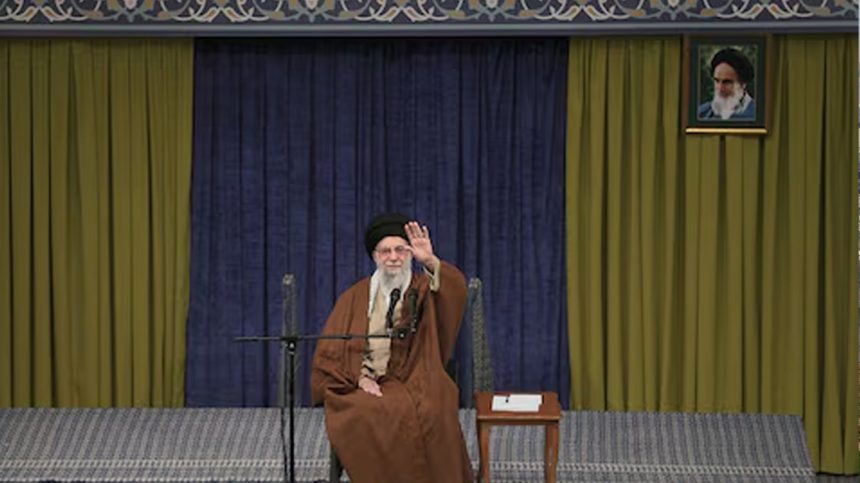 Irans Supreme Leader Ayatollah Ali Khamenei waves during a meeting in Tehran, Iran on December 22, 2024. — Reuters