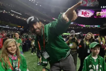 Reuters Actor Bradley Cooper joined Declan LeBaron (right) to announce their favourite team - the Philadelphia Eagles