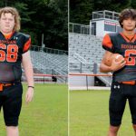 Rosman High School students Layne Jones and Jayden Reynaldo in their football portraits