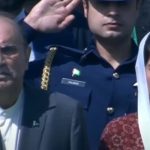 President Asif Ali Zardari and First Lady Aseefa Bhutto Zardari are pictured during the pre-match ceremony at the National Bank Cricket Stadium in Karachi. — Geo Super/Live