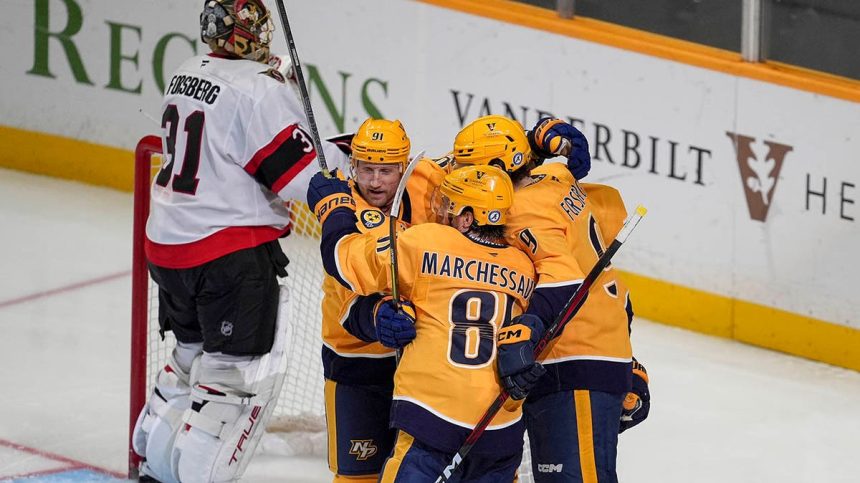 Predators players celebrate