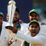 Former Pakistan captain Sarfaraz Ahmed lifts ICC Champions Trophy after his team beat India in the final match at The Oval in Birmingham, United Kingdom on June 18, 2017. — Reuters