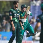 Matthew Breetzke (R) collides into Shaheen Shah Afridi during the Tri-Nation clash in Karachi on February 12, 2025. — PCB