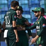 Pakistan pacer Shaheen Afridi during heated argument with South Africas Matthew Breetzke in tri-nation series match in National Bank Stadium, Karachi on February 12, 2025. — PCB