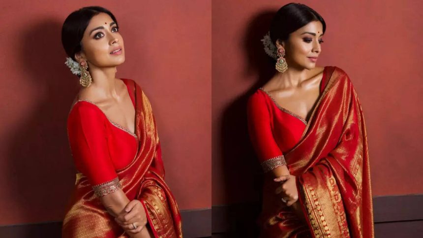 Shriya Saran's regal red Banarasi saree is perfect for a bride