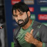 Pakistan captain Mohammad Rizwan addresses presser at National Stadium in Karachi on February 18, 2025, on the eve of their ICC Champions Trophy one-day international match against New Zealand. — AFP