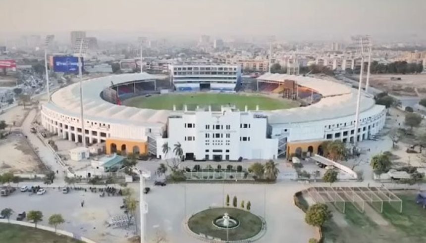 An aerial view of the renovated National Stadium in Karachi. — Screengran via Facebook@PakistanCricketBoard