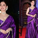 Tamannaah Bhatia stuns in purple Kashi brocade saree