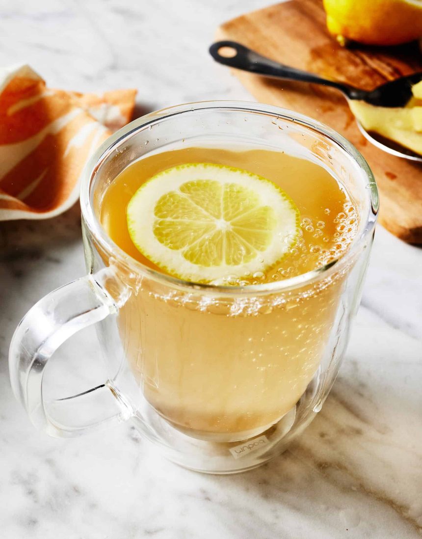 Fresh ginger tea with lemon