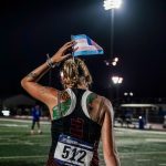 Sadie Schreiner with a trans flag