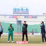 New Zealand captain Mitchell Santner (second right) and South Africa skipper Temba Bavuma (second left) at the toss on February 10, 2025. — Screengrab/ PCB