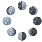 Illustration of the cycles of the Moon