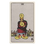 Your money tarot card for Wednesday, February 19, 2025 is the Four of Pentacles.