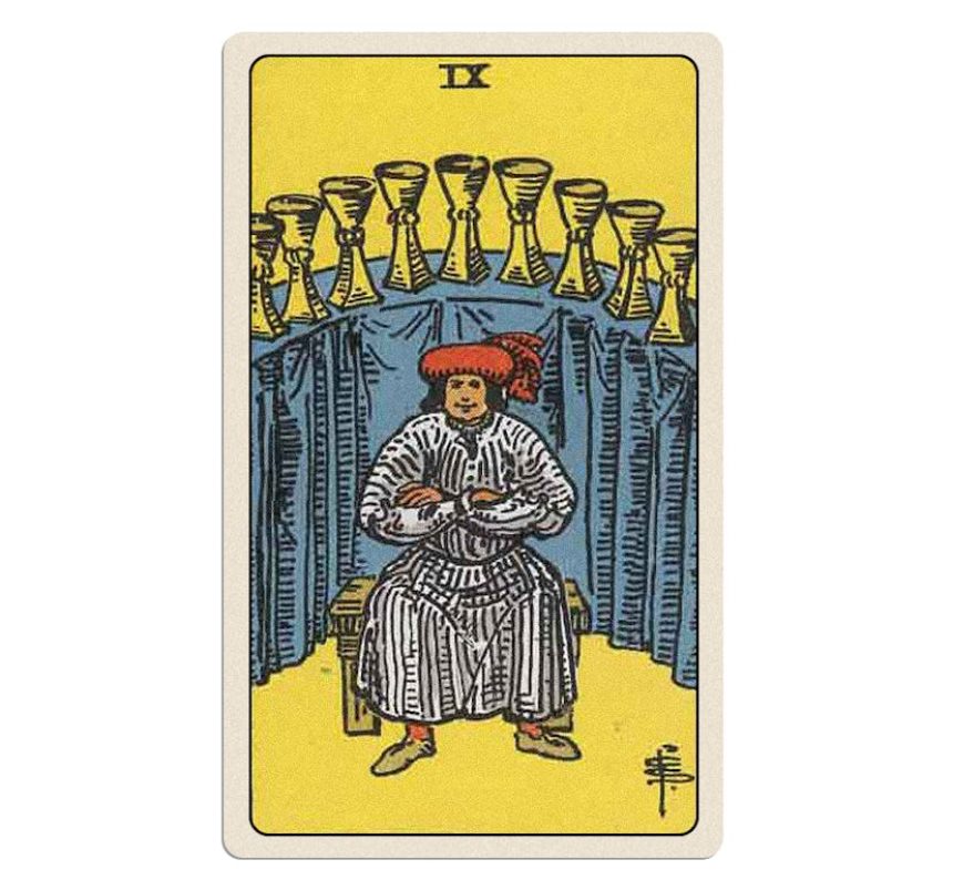 Your love tarot reading for the week of February 17 - 23, 2025 includes the Nine of Cups.